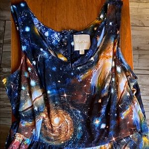 Modcloth Heart and Solar System a-line dress 1x